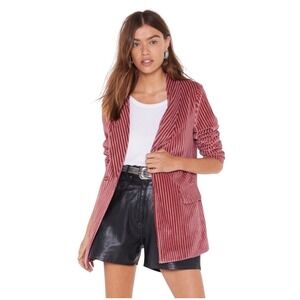 Nasty Gal Ribbed Blazer Women's‎ Size 8 Mauve Pink Lined Jacket
